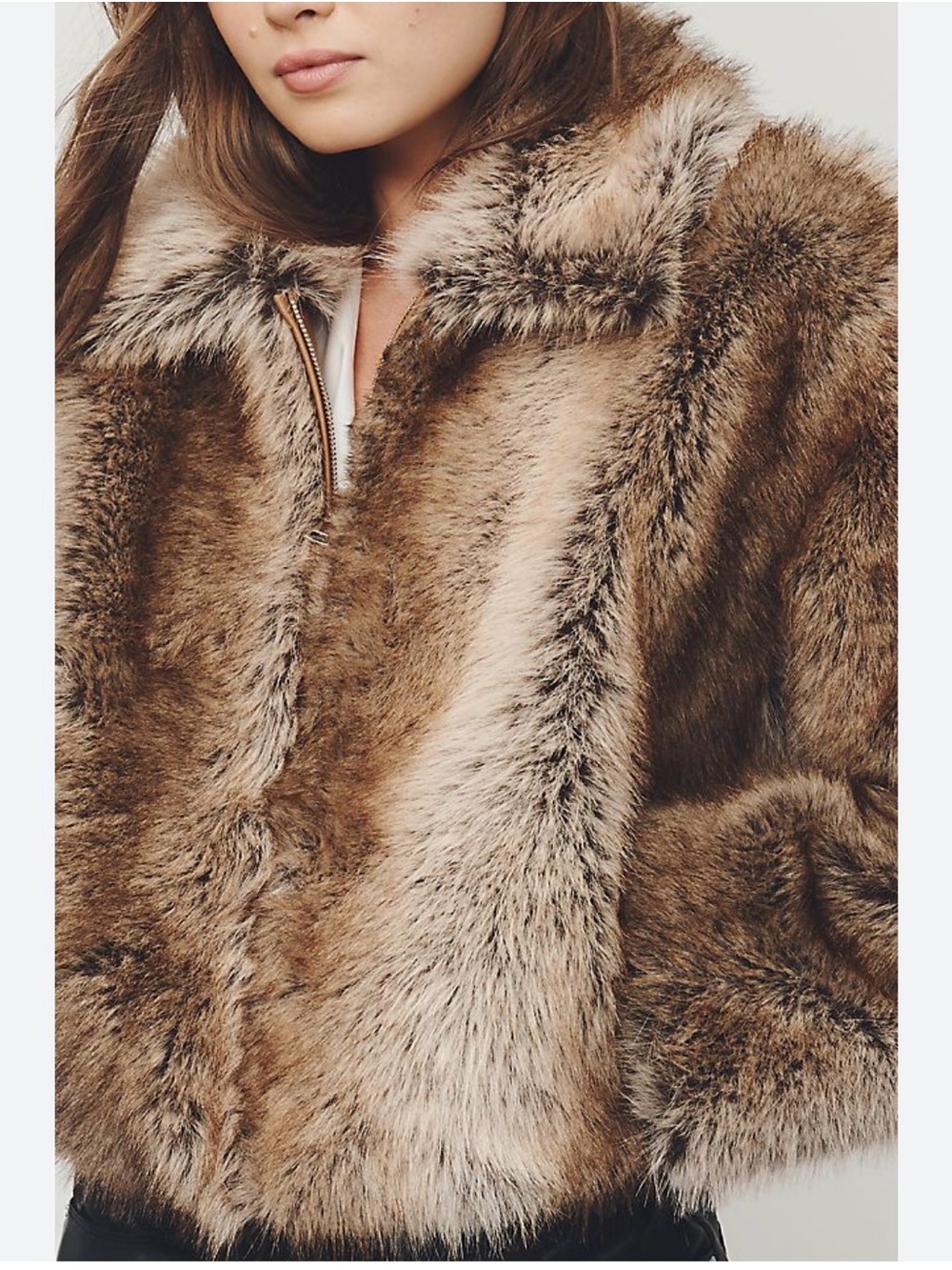 Faux Fur Brown Bomber Jacket - Women